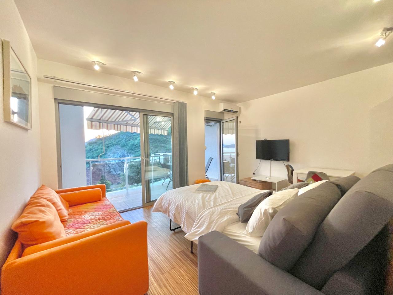 przno budva studio for sale, sea view apartment montenegro, studio with pool budva, 36m2 apartment przno, garage included apartment budva, holiday rental investment montenegro,violet investment,montenegro,