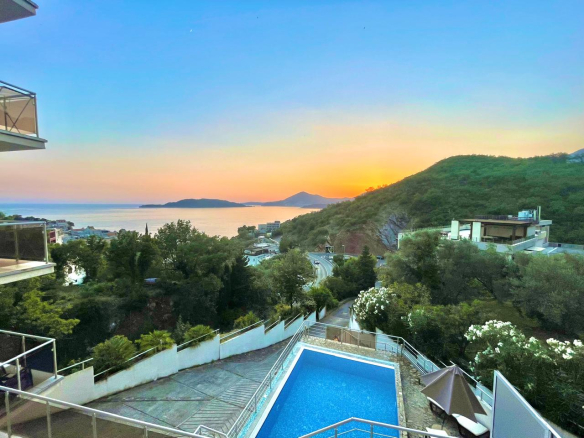 przno budva studio for sale, sea view apartment montenegro, studio with pool budva, 36m2 apartment przno, garage included apartment budva, holiday rental investment montenegro,violet investment,montenegro,