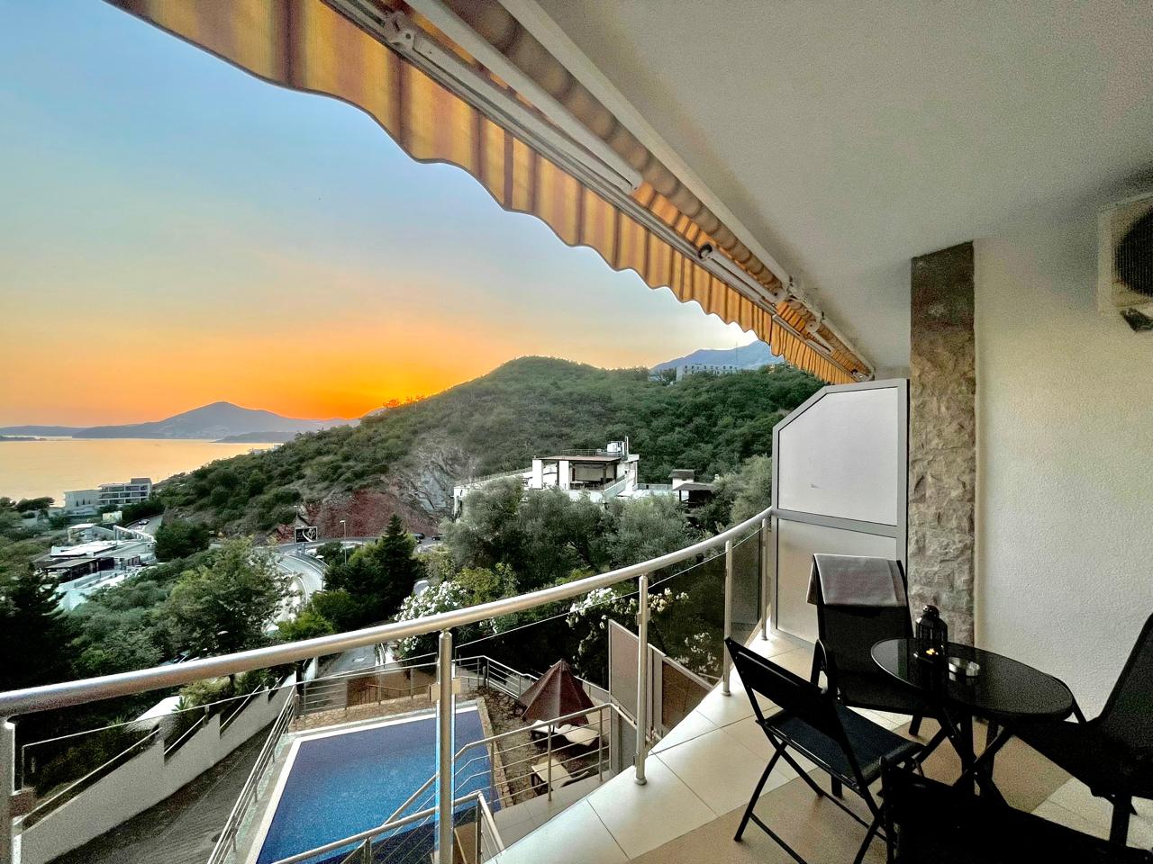 przno budva studio for sale, sea view apartment montenegro, studio with pool budva, 36m2 apartment przno, garage included apartment budva, holiday rental investment montenegro,violet investment,montenegro,
