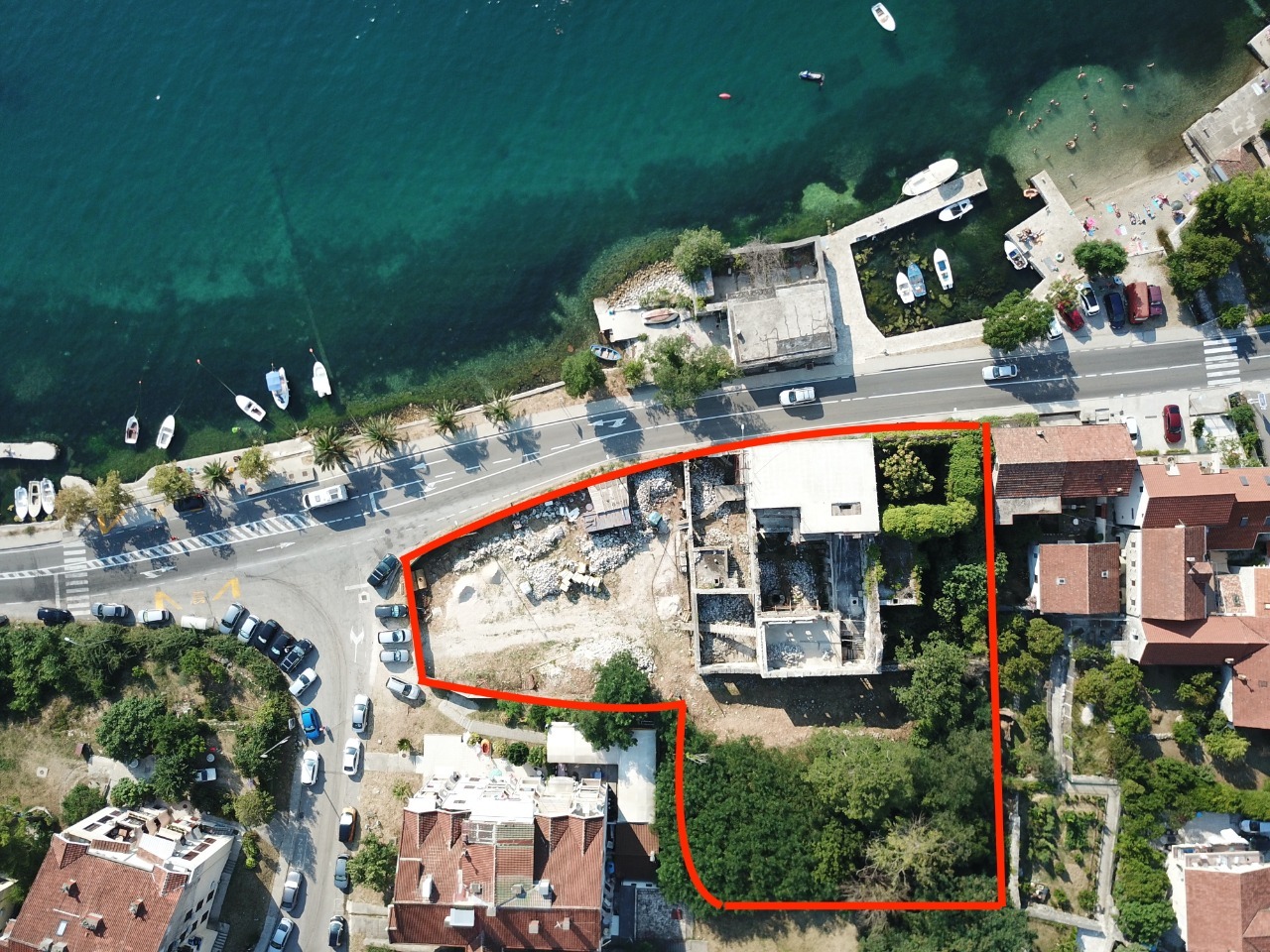 risan waterfront land for sale, boutique hotel project montenegro, stone palace restoration kotor bay, 2127m2 build area montenegro, unesco bay of kotor real estate, investment property risan,violet investment