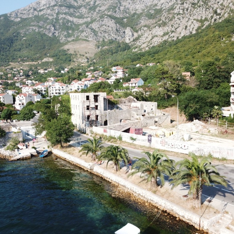 risan waterfront land for sale, boutique hotel project montenegro, stone palace restoration kotor bay, 2127m2 build area montenegro, unesco bay of kotor real estate, investment property risan,violet investment
