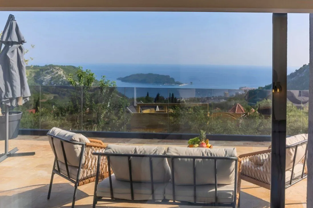 Contemporary villa in Markovići Budva with sea view Modern 8-bedroom villa in Budva Montenegro Luxury villa with swimming pool and panoramic sea view Villa with landscaped garden and outdoor kitchen Budva Travertine stone luxury home in Budva Sea view terrace villa in Montenegro Three-level villa with private parking Budva Mosaic pool luxury property in Markovići Modern Mediterranean villa in Budva Montenegro Coastal real estate for sale in Budva with pool,violet investment,budva,montenegro,investment