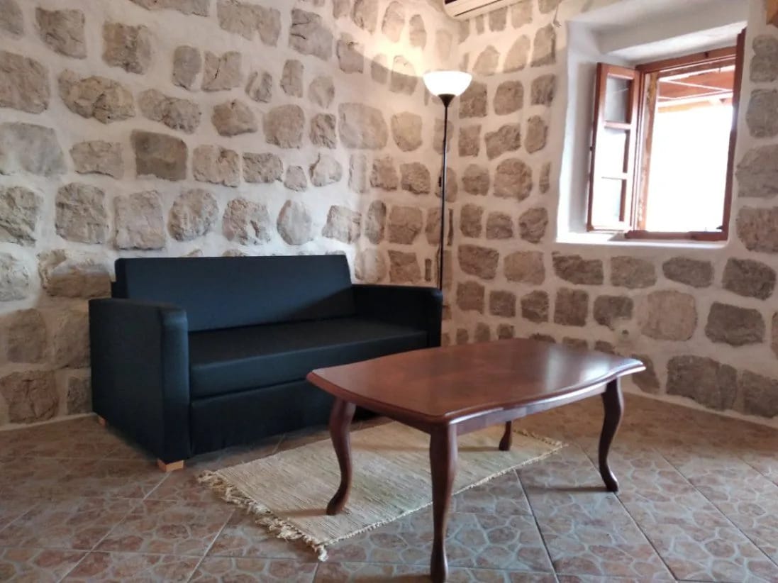 Perast 87 m2 apartment for sale, Bay of Kotor property, stone house apartment Montenegro, sea view terrace Perast, two bedroom Perast real estate, first-floor apartment Kotor Bay, historic stone home Montenegro, private property Perast, Section G clear title Montenegro