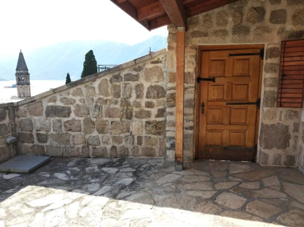 Perast 87 m2 apartment for sale, Bay of Kotor property, stone house apartment Montenegro, sea view terrace Perast, two bedroom Perast real estate, first-floor apartment Kotor Bay, historic stone home Montenegro, private property Perast, Section G clear title Montenegro