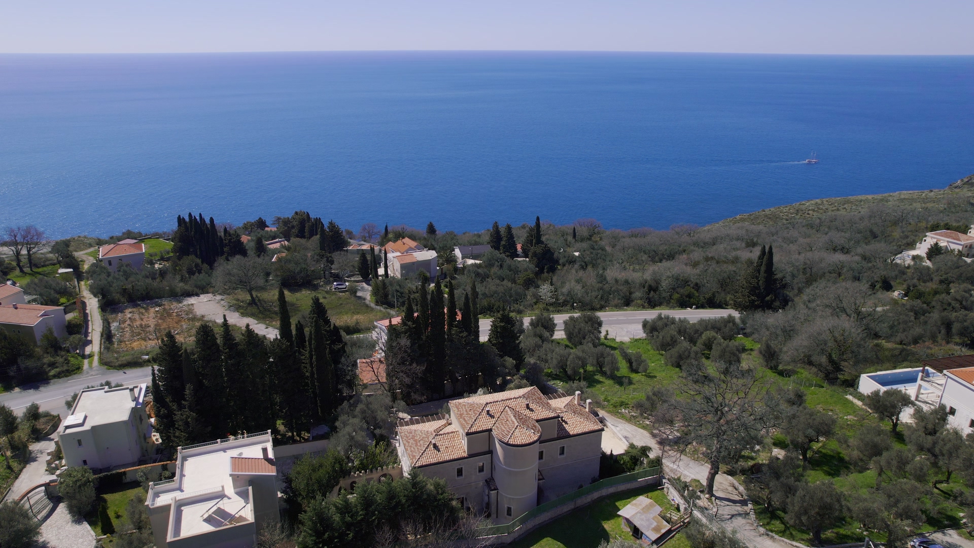 luxury villa for sale Adriatic, sea view villa Montenegro, 550 m2 villa with pool, bespoke Mediterranean villa, villa with hammam and saltwater pool, high end coastal property for sale, sea view estate 1400 m2 plot, luxury home with staff quarters, Devon & Devon bathrooms villa, villa with heated 12x6m pool, panoramic sea view master suite, Mediterranean garden with ancient trees, villa with summer kitchen and BBQ, cypress-lined driveway estate, exclusive coastal residence Montenegro, premium holiday home Adriatic, investment luxury villa Montenegro, four bedroom en-suite villa, private wellness villa for sale,violet investment, violet investment montenegro