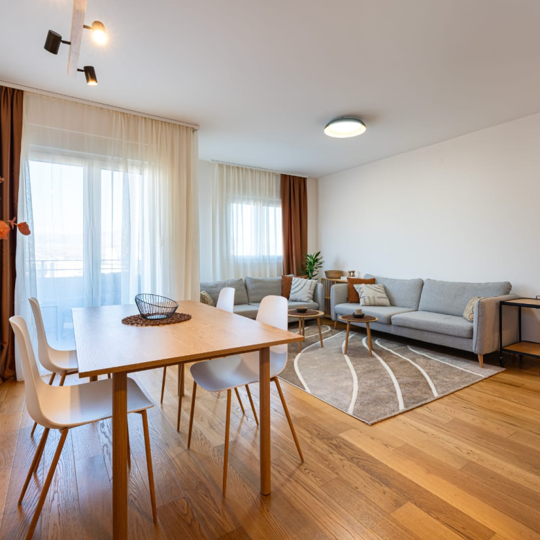 apartment for rent Podgorica, two-bedroom apartment rent Central Point, apartment 73m2 Podgorica, long-term rental apartment Podgorica, air-conditioned apartment Podgorica, new construction apartment Podgorica, modern apartment for rent Central Point, apartment with terrace Podgorica, fully furnished apartment Podgorica, apartment with kitchen appliances Podgorica, apartment with parking Podgorica, rental property Podgorica, violet investment