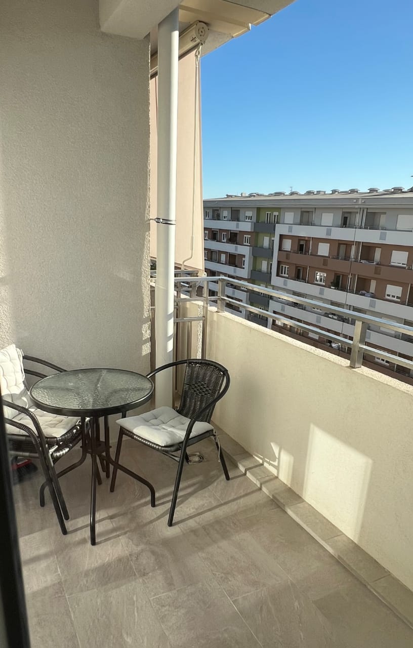 one-bedroom apartment for sale, apartment for sale 49m2, modern apartment for sale, fully furnished apartment, new build apartment 2021, top floor apartment, south facing apartment, apartment with two elevators, registered apartment uknjiženo, parquet flooring apartment, electric heating apartment, investment apartment for sale, move-in ready apartment, residential building apartment, public parking apartment, real estate sale listing, apartment for living or investment,violet investment,violet investment montenegro