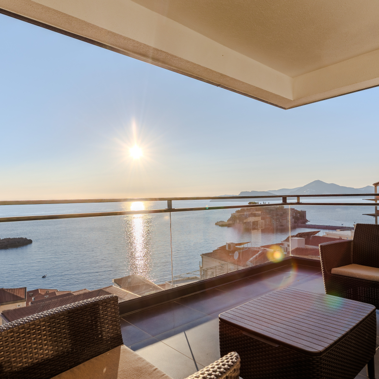 luxury apartment Sveti Stefan, sea view apartment Montenegro, apartment for sale Sveti Stefan resort, luxury real estate Montenegro, two-bedroom apartment sea view, presidential resort Sveti Stefan apartment, apartment with garage Montenegro, coastal luxury apartment Montenegro, investment property Sveti Stefan, premium apartment Montenegro, violet investment