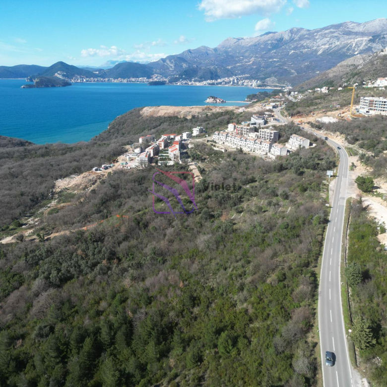 land for sale Reževići Budva, building land Budva Riviera Montenegro, urbanized land Montenegro sea view, development land Budva Montenegro, villa project land Reževići, investment land Budva Montenegro, land near Drobni Pijesak beach, Montenegro coastal development land, real estate Budva Riviera land for sale, violet investment