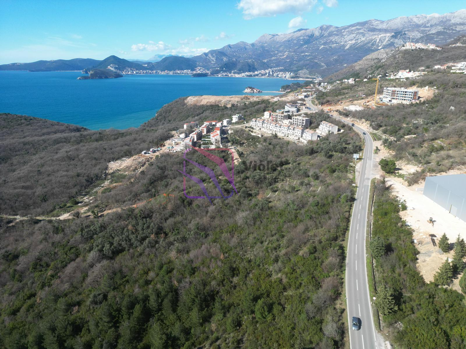land for sale Reževići Budva, building land Budva Riviera Montenegro, urbanized land Montenegro sea view, development land Budva Montenegro, villa project land Reževići, investment land Budva Montenegro, land near Drobni Pijesak beach, Montenegro coastal development land, real estate Budva Riviera land for sale, violet investment