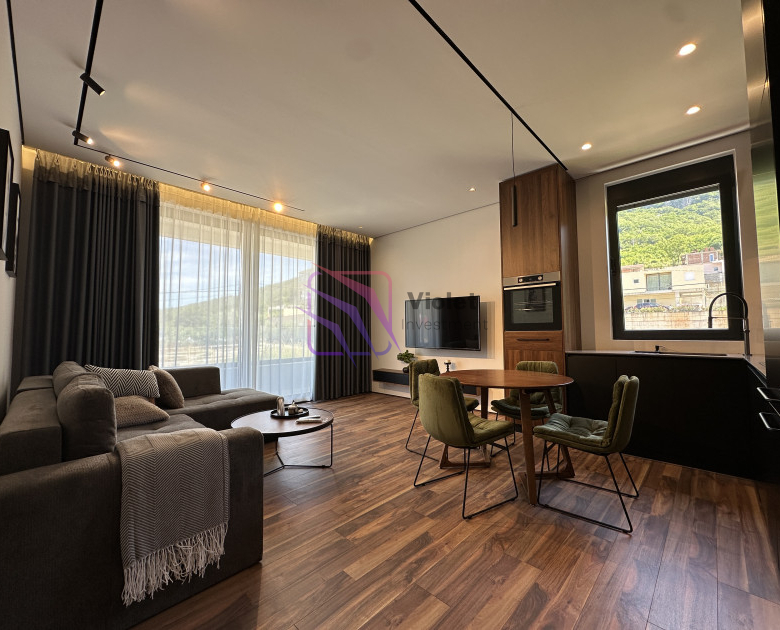 one bedroom apartment Lastva Grbaljska sale, apartment near Budva Montenegro 52m2, property Kotor region investment, apartment with pool Montenegro real estate, furnished apartment near Budva for sale, Montenegro property investment near coast,violet investment