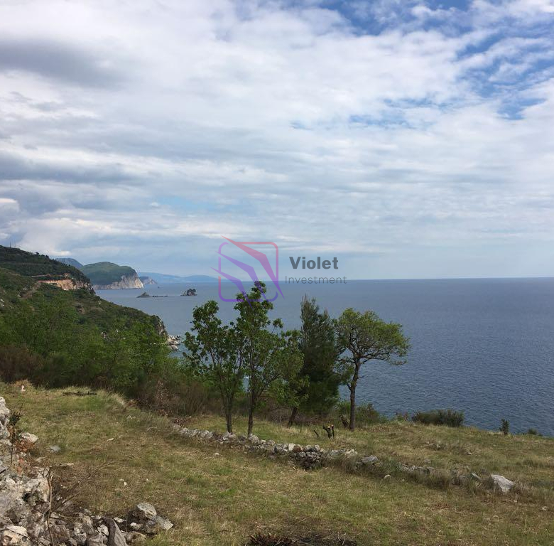 seafront land Rezevici Montenegro for sale, first line sea view land Budva Riviera, luxury villa plot Montenegro cliff property, development land Rezevici 2500m2, investment land Montenegro Adriatic coast, real estate Montenegro seafront plot,violet investment