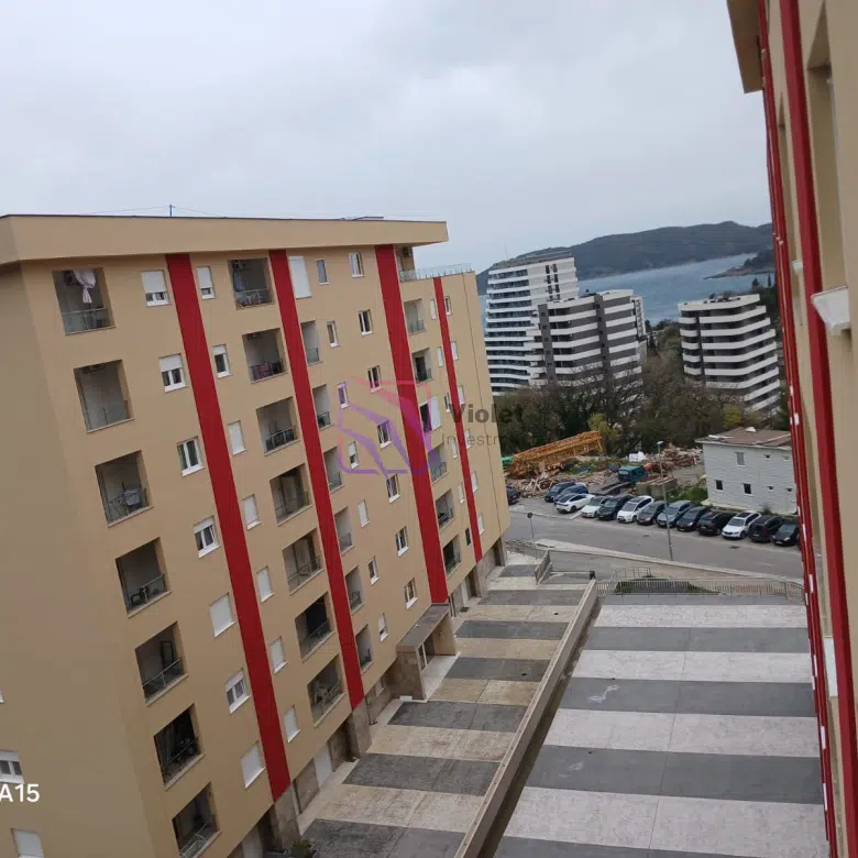 one bedroom apartment Becici for sale, apartment with sea view Becici Montenegro, new apartment Budva Riviera 46m2, property near beach Becici Montenegro, real estate investment Becici Budva, apartment 500m from sea Montenegro, violet investment