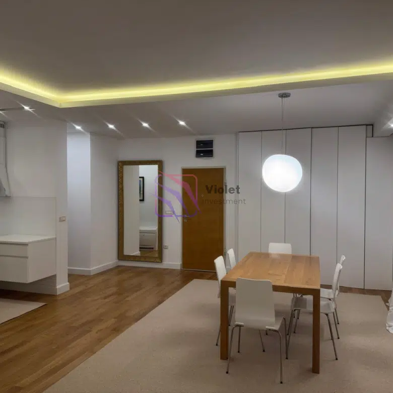 apartment for rent Budva center 2 bedroom, luxury rental Budva 108m2, long term rent Budva Montenegro apartment, modern apartment Budva near beach, real estate Budva rental central location,violet investment