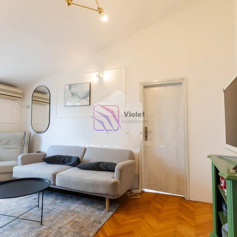 one bedroom apartment for sale Podgorica, apartment for sale Preko Morače, furnished apartment Podgorica, investment apartment Montenegro, rented apartment for sale Podgorica, apartment with tenant Podgorica, 43m2 apartment Preko Morače, property in Vasa Raičevića Street, rental investment Podgorica, apartment near city center Podgorica,violet investment